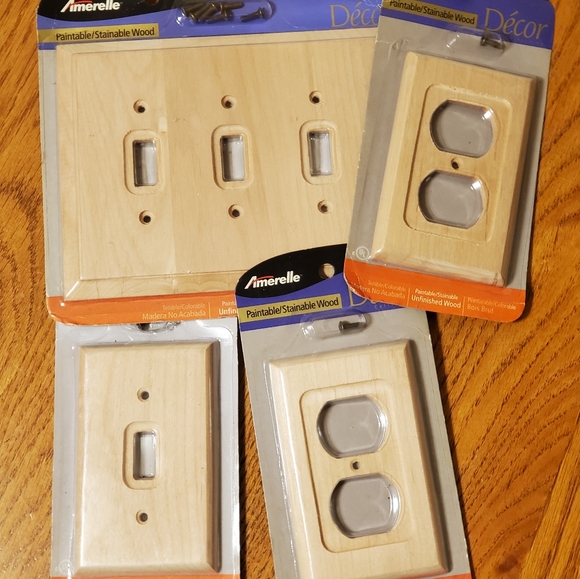Amerelle Unfinished Wood Toggle Wall Plates 1 Duplex Outlet Covers - Picture 5 of 11